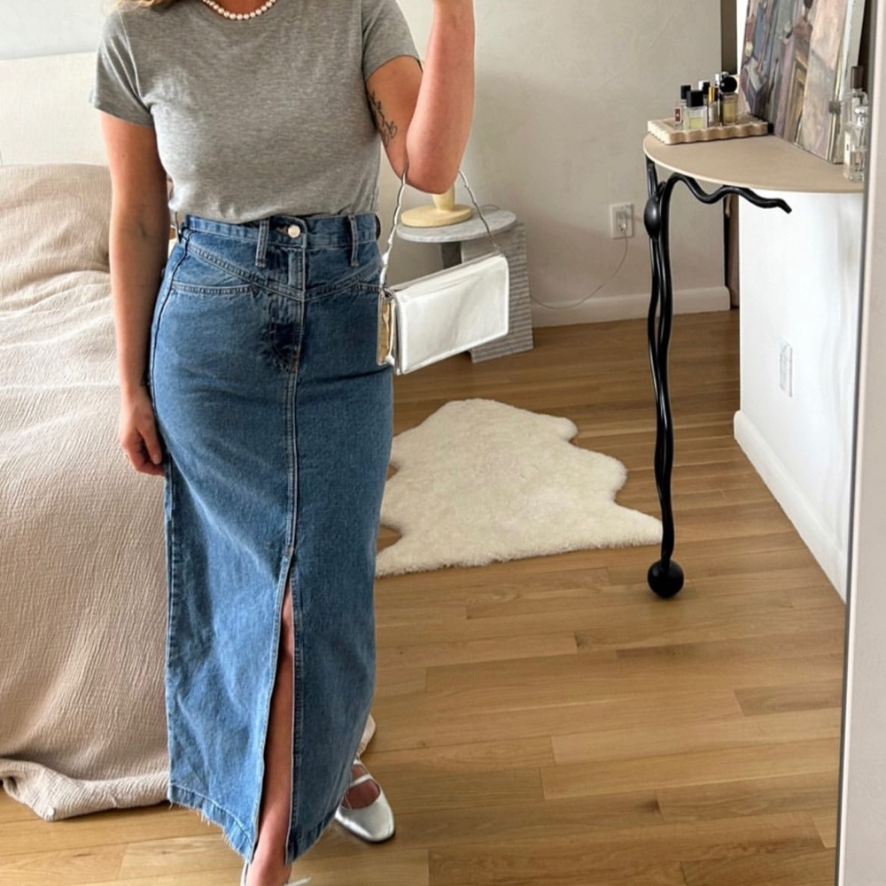 Mango denim long skirt, NWT